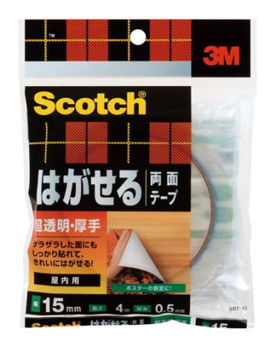 スリーエム　ジャパン　 はがせる　両面テープ超透明厚手　１５ｍｍ×４ｍ１巻